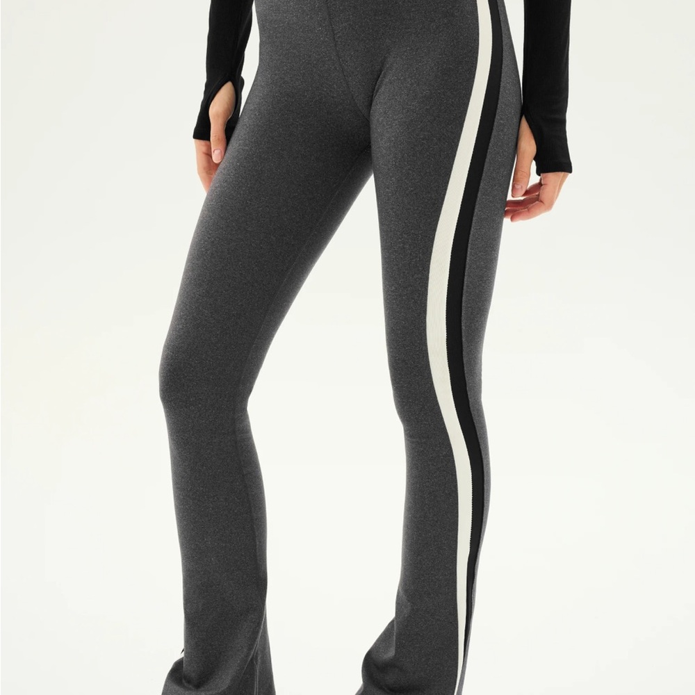 Splits59 Charcoal Flare Pants with Ivory Stripe